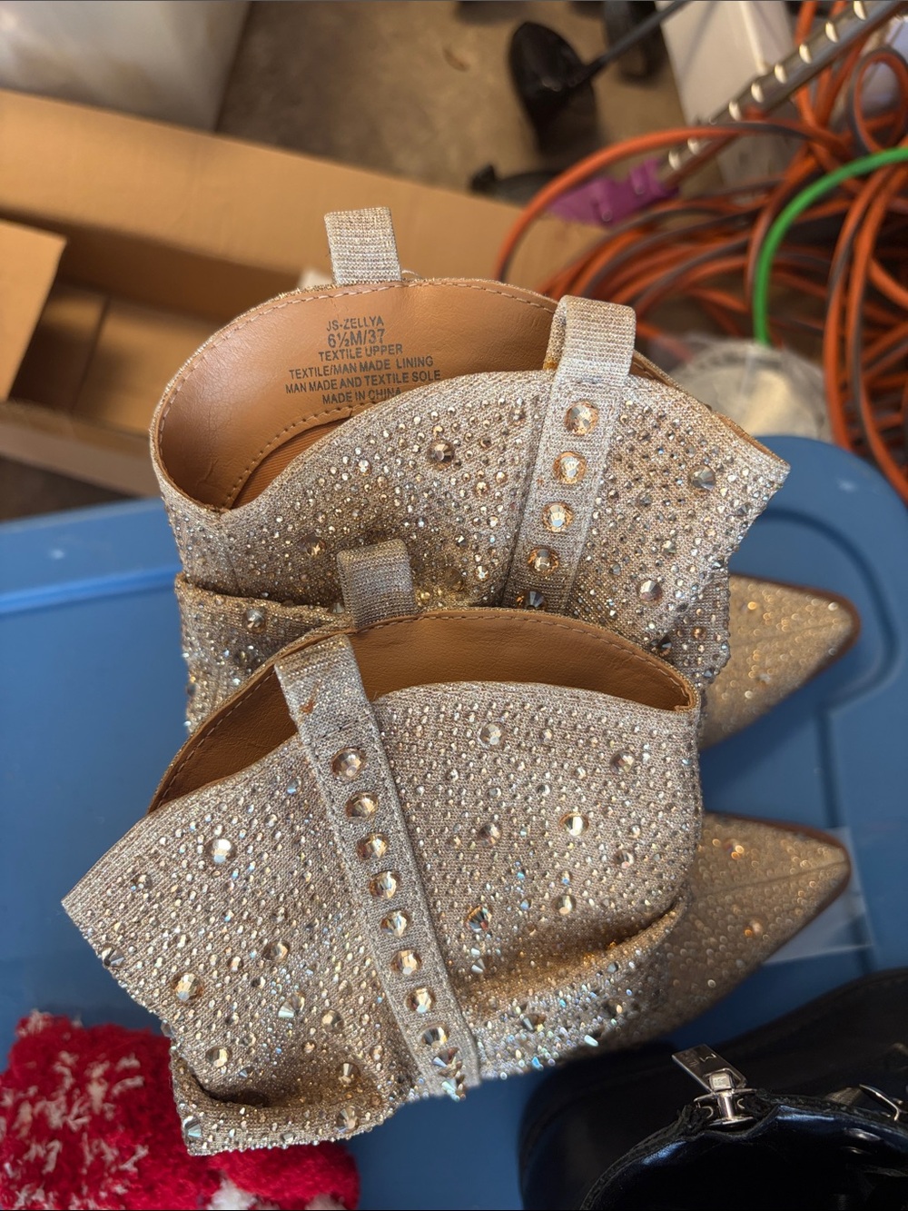 Jessica Simpson Gold Crystal-Embellished Pointed Toe Booties